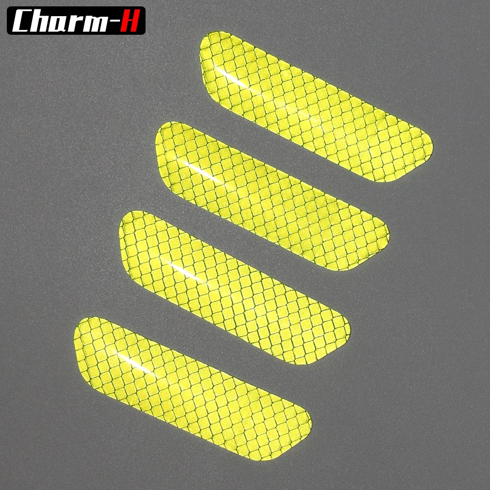 4pcs Reflective Tape Strip Marking Sticker Door Open Safety Warning Sign Mark Car Styling for BMW Benz Mercedes Ford Audi Decals