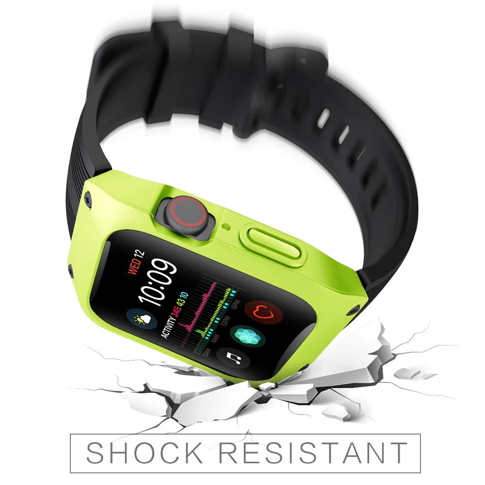 Спортивный силиконовый ремешок Apple Watch серии 44 мм ремешок с защитным чехлом для iWatch 4