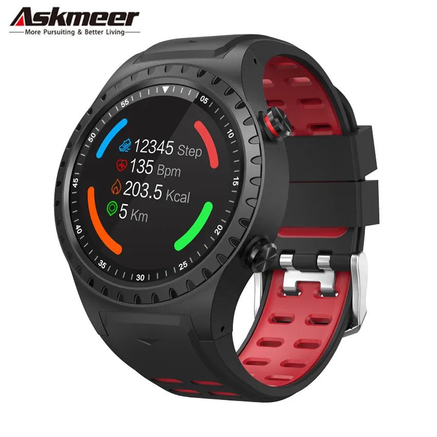 ASKMEER M1, gps, умные часы, мужские, водонепроницаемые, Bluetooth, циферблат, вызов, пульсометр, мульти, спортивные, умные часы для Apple, huawei, Xiaomi - Цвет: Красный