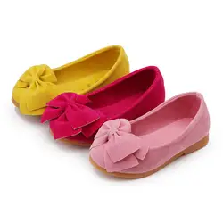 Новый сезон: весна–лето девочек Детские туфли обувь Повседневное на плоской нескользящей подошве с бабочка-узел принцесса обувь удобные