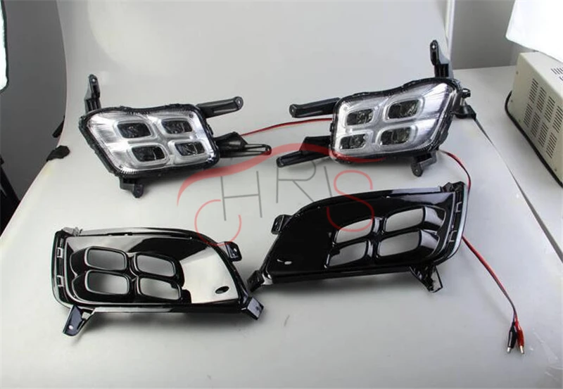 

car styling Front White LED Daytime Running Lights with Black Cover For Kia Optima K5 2013-2015 led drl day light