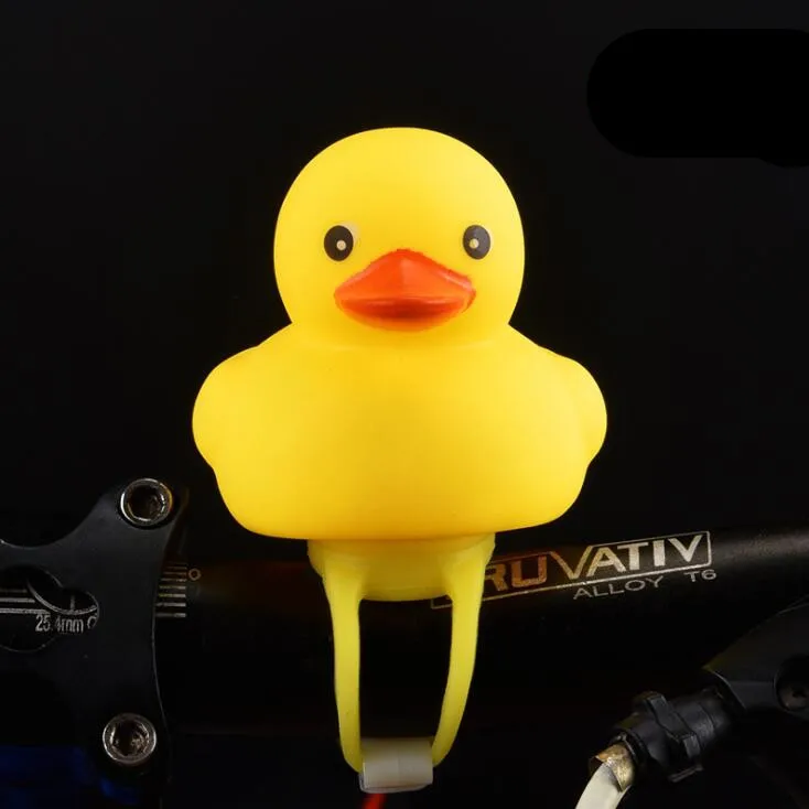 1 шт. мультфильм желтый силикагель маленькая утка форма велосипедные звонки сияющий горный велосипед руль утка головной свет аксессуары - Цвет: Without Helmet