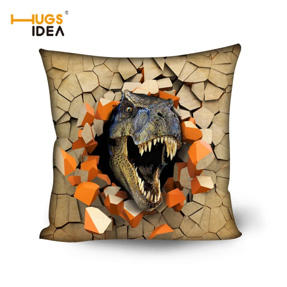 HUGSIDEA Cool Dinosaur Cushion Cover 3D Printing Decorative Pillows