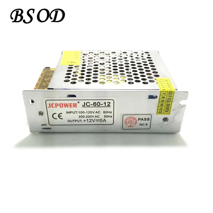 

BSOD LED Power 60W Switching Power Supply Real 12V5A Adapter LED Strip ,LED Lighting Project Transformers in Small Steel Box