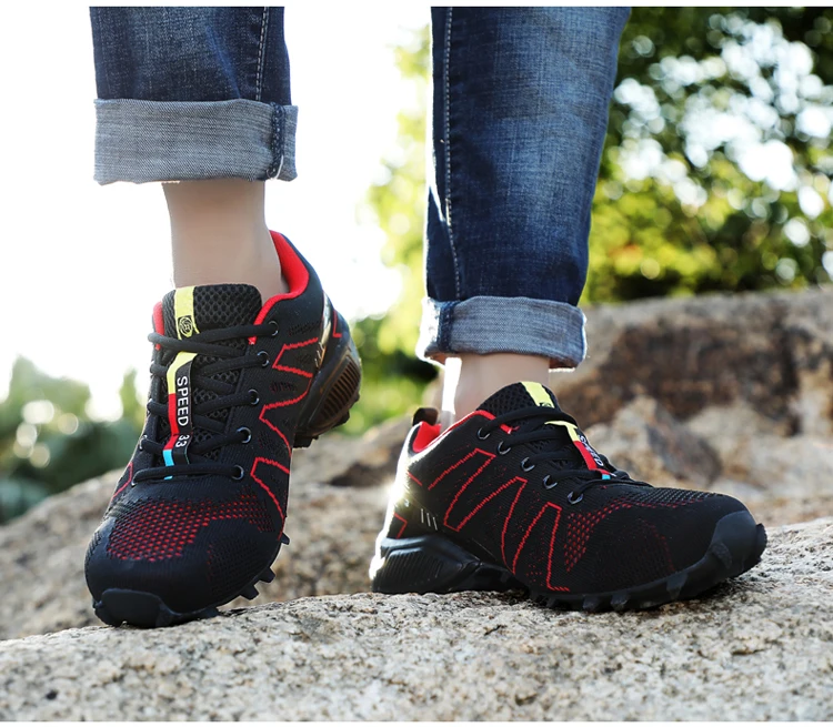2019 новый стиль мужские треккинговые ботинки Flyknit Mesh уличные мужские кроссовки спортивная обувь дышащие и нескользящие Большие размеры 39-47