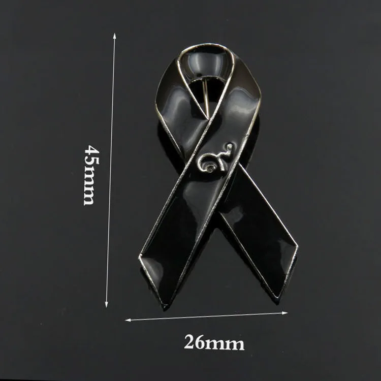 Black Mourning Ribbon Pin Remembrance Memorial Enamel Lapel Pin Badge