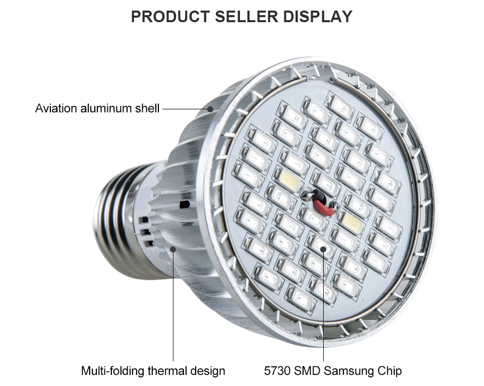 E27 светодиодный фитолампа полного спектра SMD 5730 40 78 светодиодный s диодный растущий свет лампы 85-265 в Fitolampy ампул светодиодный E27 лампы для выращивания