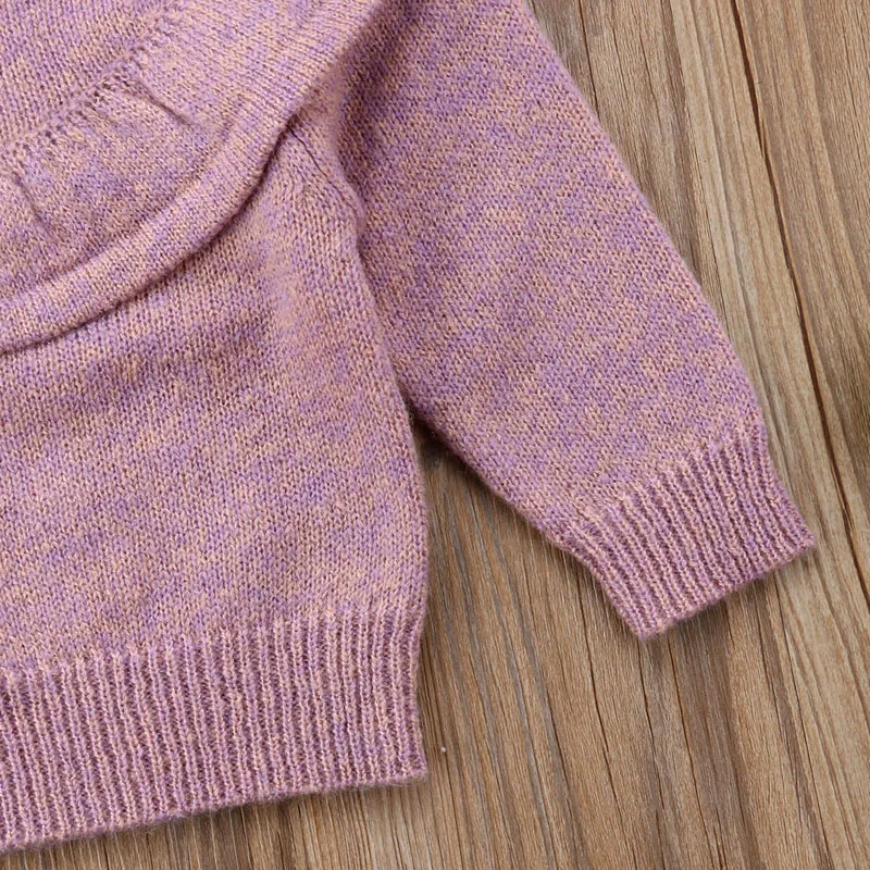 Девочки с длинным рукавом оборками Однотонный свитер джемпер для 6 12 18 24 месяцев зимний свитер Топы Повседневная одежда