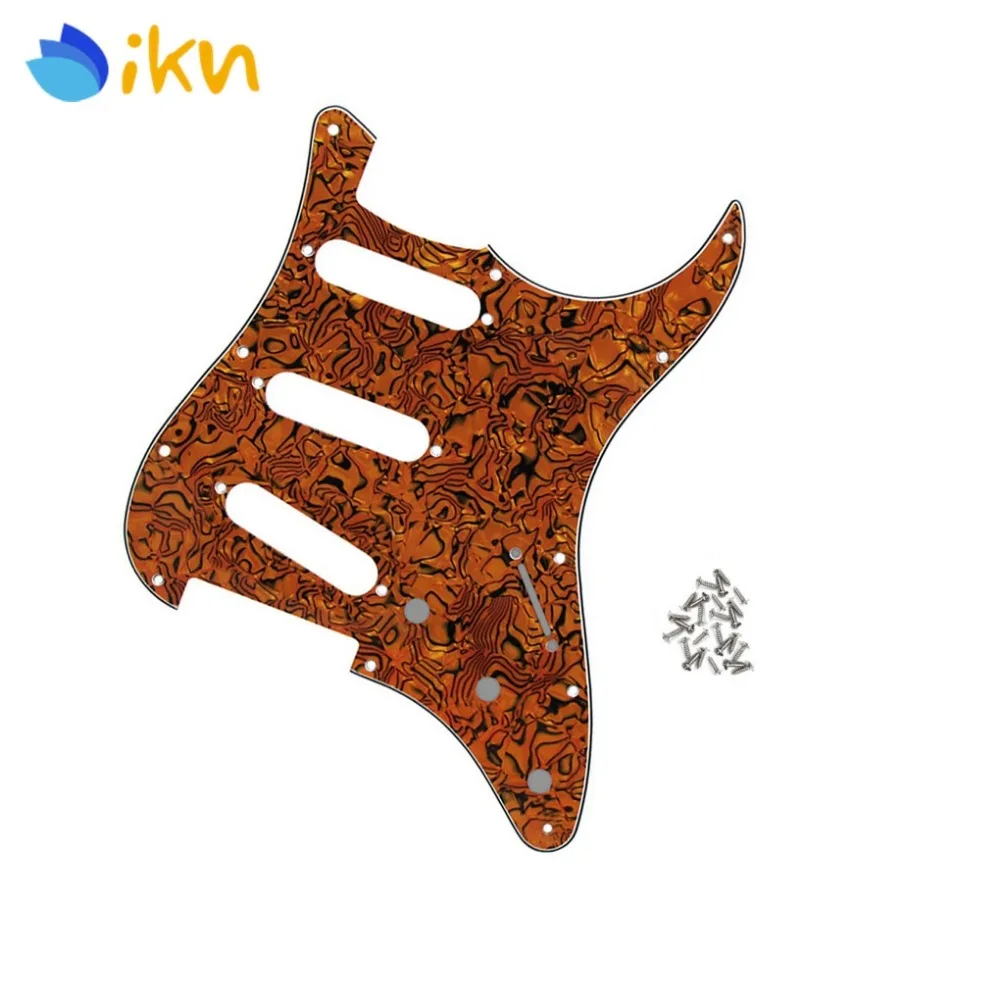 

New SSS 11 Holes Electric Guitar Pickguard Plate 4Ply Tiger Stripe Shell with Screws for FD ST Style Guitar