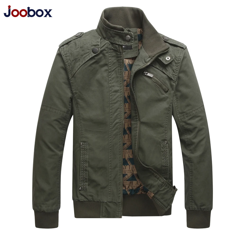 

JOOBOX 2018 New Autumn & Winter Cotton Jackets and Coats Men Stand Collar Military Mens Jacket Fashion Casual Outerwear Homme