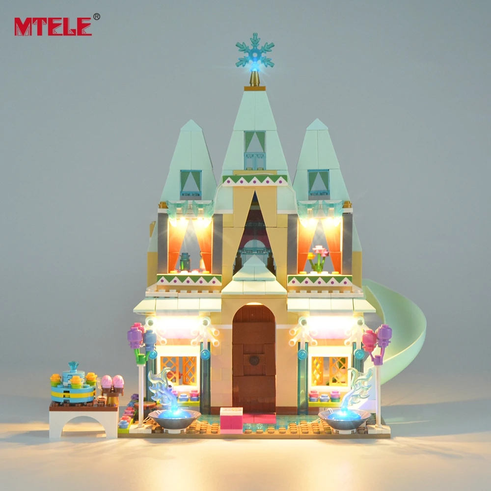 Tanie MTELE marka Led Light dla Arendelle Castle Celebration Building Blocks oświetlenie zestaw kompatybilny z modelem 41068