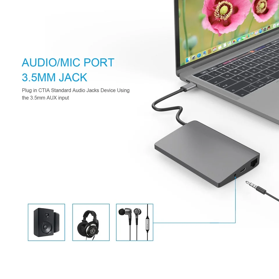 JZYuan USB C док-станция для ноутбука для Macbook Pro Кабель-Переходник USB C на HDMI дисплейный порт MiniDP типа 4 K RJ45 Gigabit LAN USB 3,0 Тип C PD для samsung S9