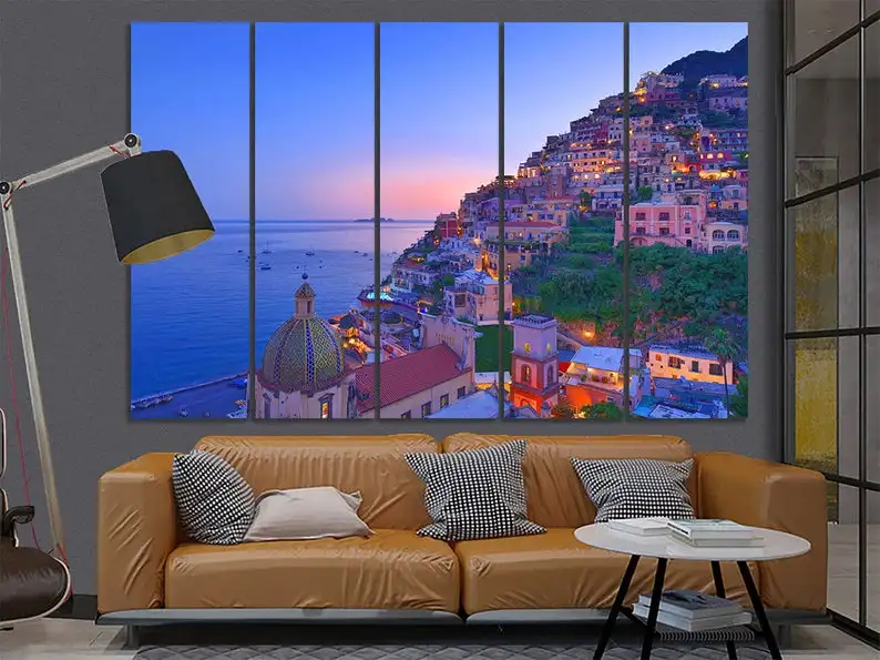 Картина с большими Positano итальянский пейзаж цветная большая стена художественный