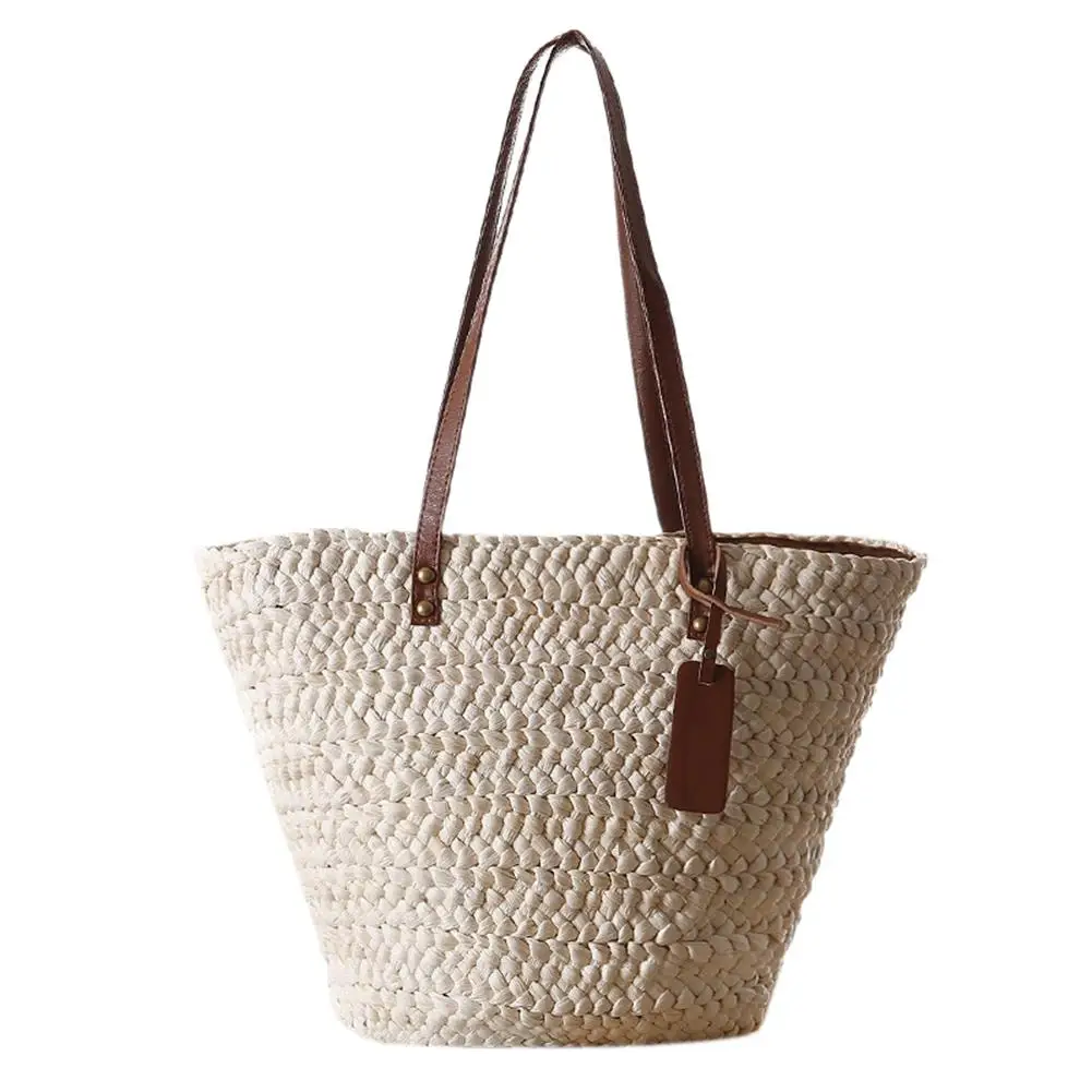 

Women Single Shoulder Beach Straw Bag Simple Fashionable Woven Casual Totes Natural Beach Bag In Style Brand New