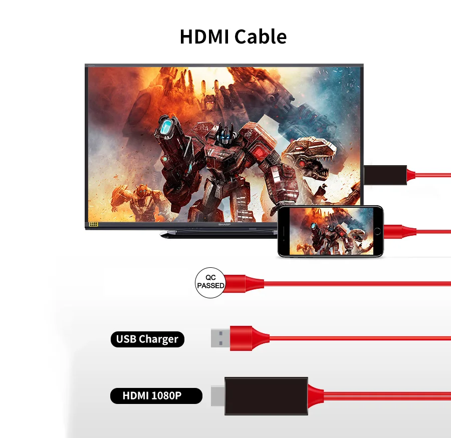 Slimy ТВ палка L7 HDMI кабель для Apple IPhone X, 8, 8 Plus, 7, 7 Plus, 6 6s 5 5S 5S для осветительный кабель адаптер HDTV ТВ 8 Pin HD 1080 P