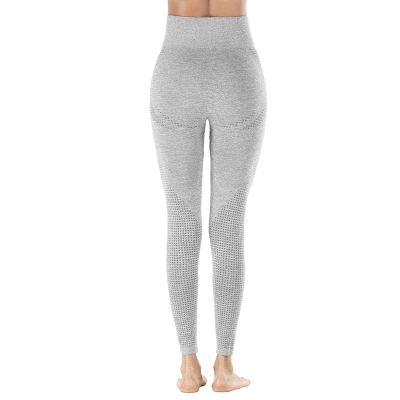 Women Seamless Leggings Solid High Waist Yoga Pants Scrunch Butt Push Up Energy Leggings Sport Breathable Fitness Running Pants - Цвет: light gray