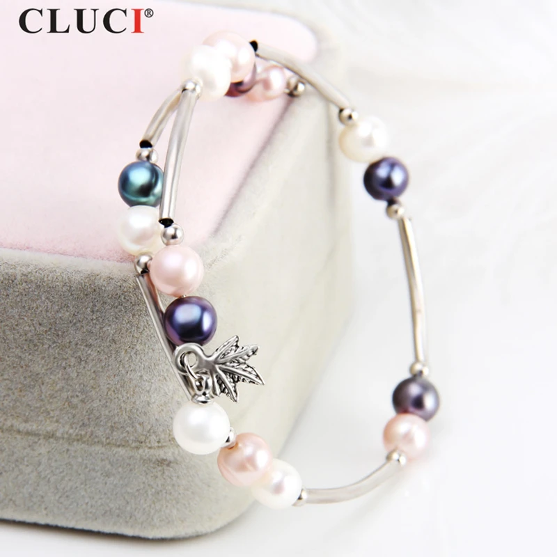 CLUCI белый пресноводный жемчуг браслеты для женщин 6-7 мм бисерный Шарм Ювелирный женский браслет жемчужные браслеты