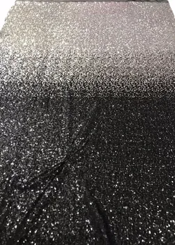 

2018 Latest African French Lace Fabric High Quality African Tulle Lace with sequins Fabric For Wedding in black silver color