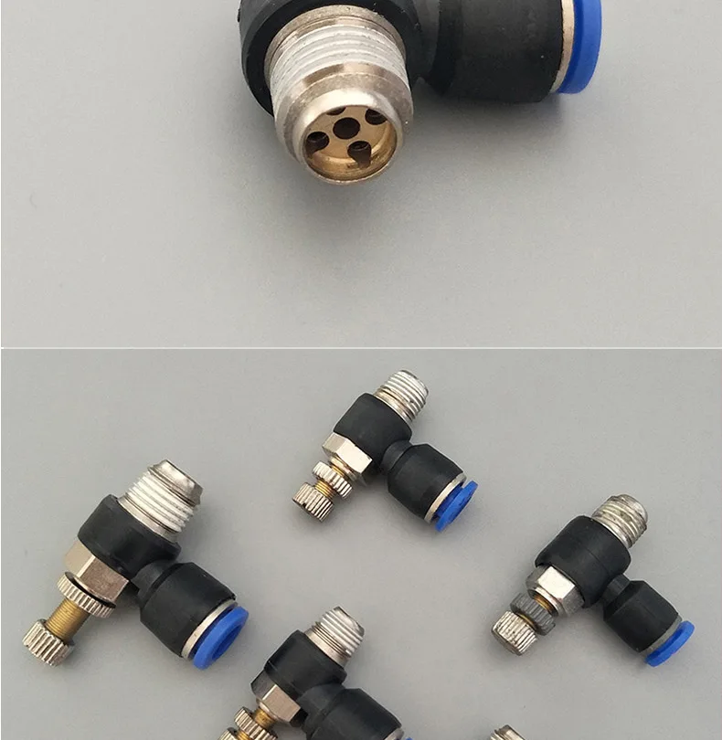 1PCS Pneumatic Throttle valve 4 6 8 10 12mm Adjust Air Flow Speed Control Regulating Valve M5" 1/8" 1/4" 3/8 1/2" Thread