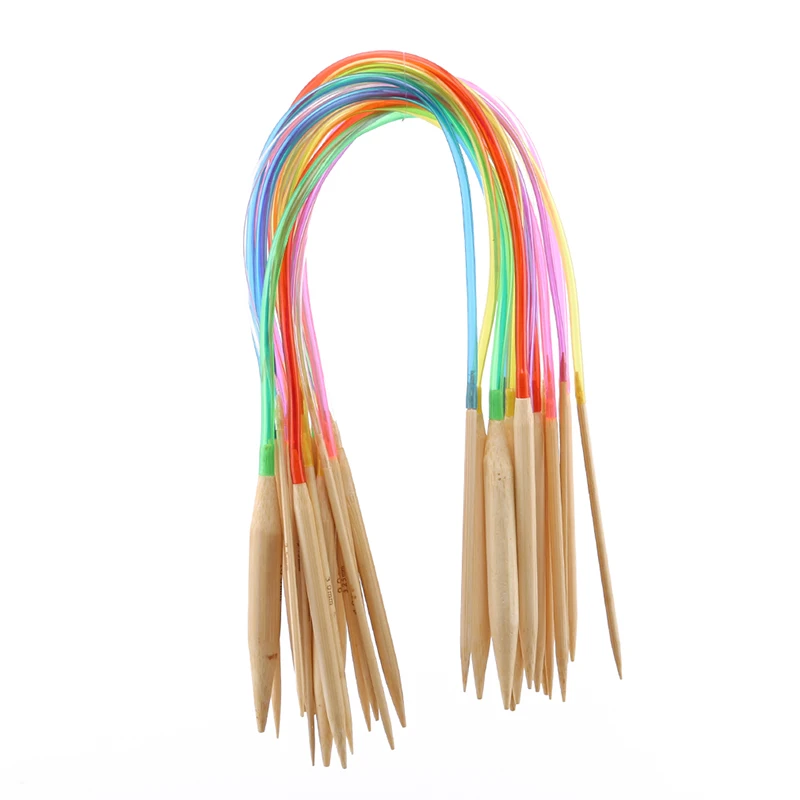 Натуральные Бамбуковые Гибкие крючки для вязания крючком, набор многоцветных вязальных спиц