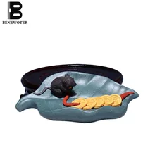 Аутентичный китайский чайник для заварки чая мин Гуо Зеленая глина фиолетовая глина лист Форма Чай ПЭТ Офис чай церемония Аксессуары Украшение офисного стола ремесла