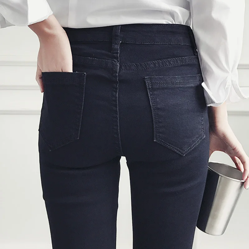 Молнии Дизайн Черные обтягивающие джинсы женские Высокая Талия джинсовые узкие брюки Для женщин Push Up Жан Feminino спереди на завязках джинсовых брюк