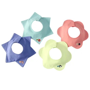 

4pcs Cotton Baby Bibs Waterproof Boy Girls Saliva Towel Cartoon Embroidery Baby Bib Flower Kids Burp Clothes Baby Boys Clothing