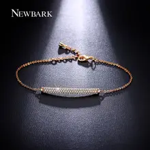 NEWBARK Charm Bar Slider Bracelet Brilliant Pave Top Quality CZ Women Adjustable Chain Bracelets Femme