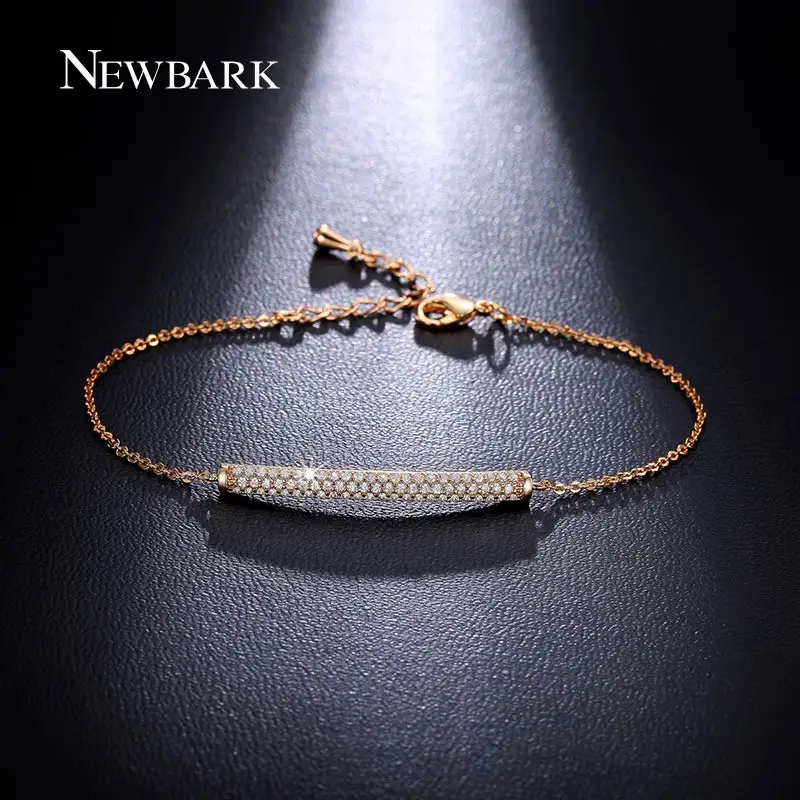 NEWBARK Шарм бар браслеты Слайдеры для женщин Блестящий проложить циркония CZ