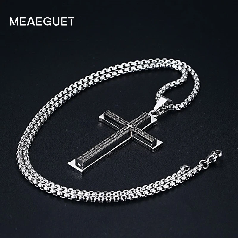 Простое мужское ожерелье с подвеской крестом из нержавеющей стали|necklace jewelry|cross