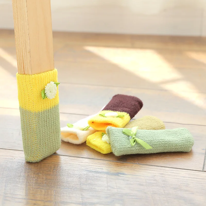 

4pcs/set Anti Slip Furniture Legs Mat For Chair Socks Bumper Damper Table Feet Rug Caps Felt Pads Knitting Protector