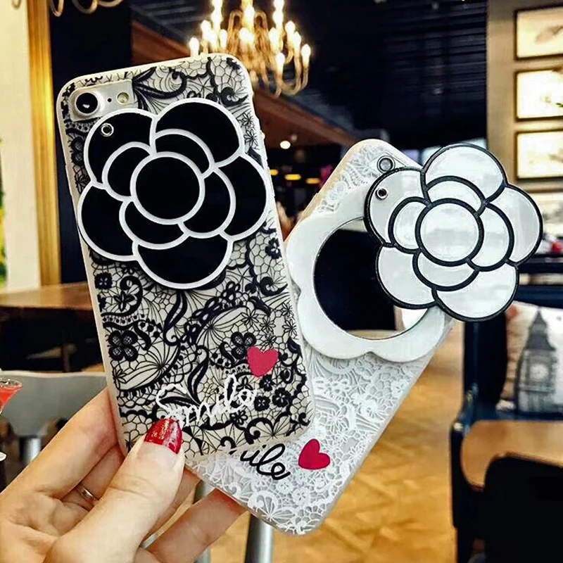 3D Luxury Flower Patterned Mirror Case For iPhone 8 7 7Plus 6 6s Case Lace Silicone Soft Case For iPhone 6 S 6s 7 8 Plus X Cover (17)