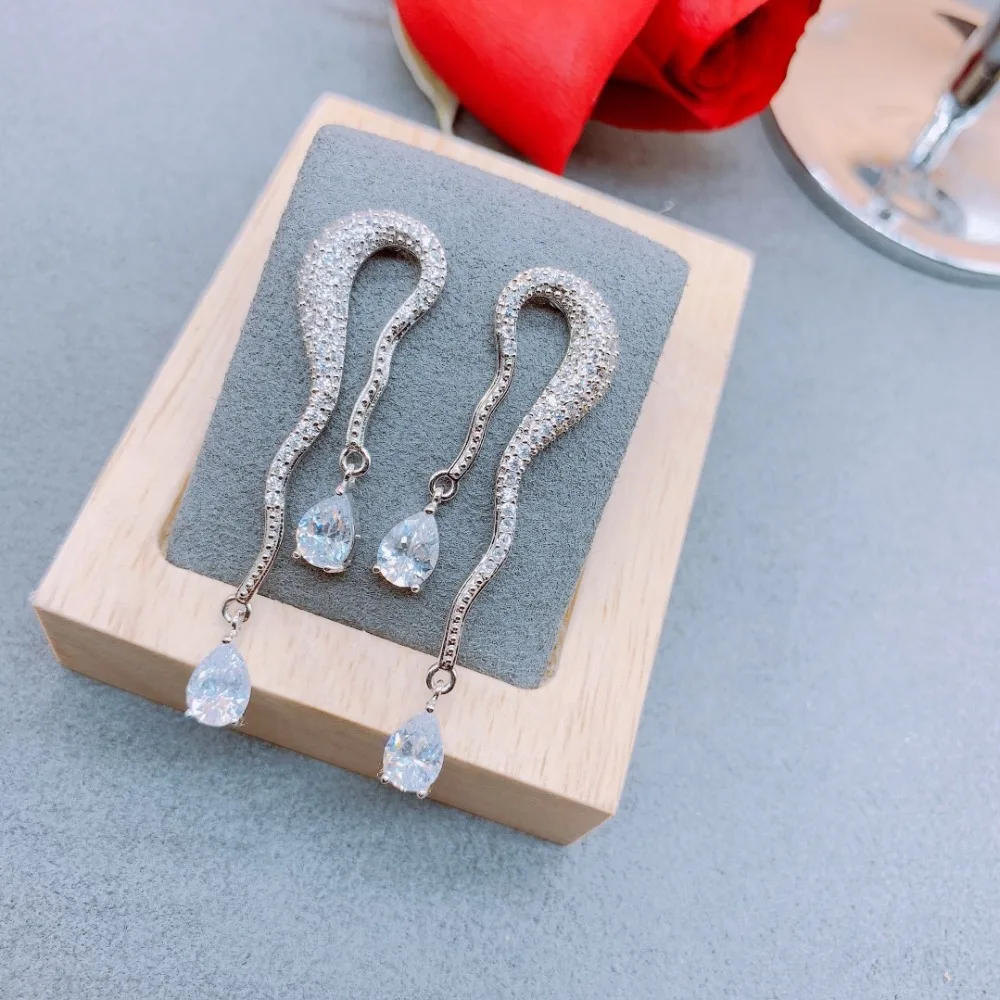 

Simple Waterdrop Pendant Dangle Drop Earrings Trendy Cubic Zirconia Irregular Earrings For Women Fashion Jewelry