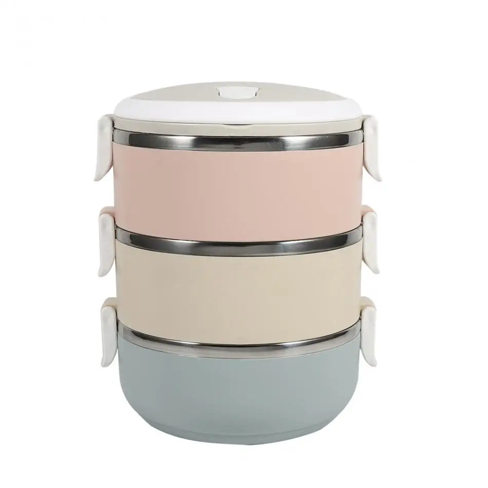 

3 layers Portable Stainless Steel Japanese Bento Box Gradient Color Thermal For Food With Containers Lunch Boxs For Kids Picnic
