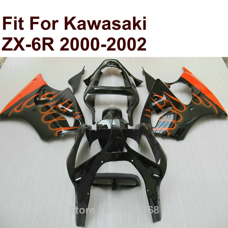 Hot Sale Fairings For Kawasaki Zx6r Matte Red Flames Black 2000 2001