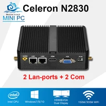 Promos Black Friday et Cyber Monday AliExpress 2017. Kits DIY Arduino, Raspberry, imprimantes 3D, caméras IP 196 Mini PC Intal Celeron N2830 Dual Core 2 Lan 2 Com Windows 10/8/7 Linux Mini Industrial Computer 2*RJ45 2*RS232 Fanless Desktop