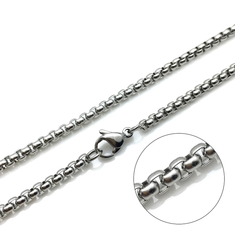 

SEMITREE Titanium Steel Square Chain Necklace Men Women Stainless Steel Fashion Collar Choker DIY Pendant Charms Necklaces 3mm