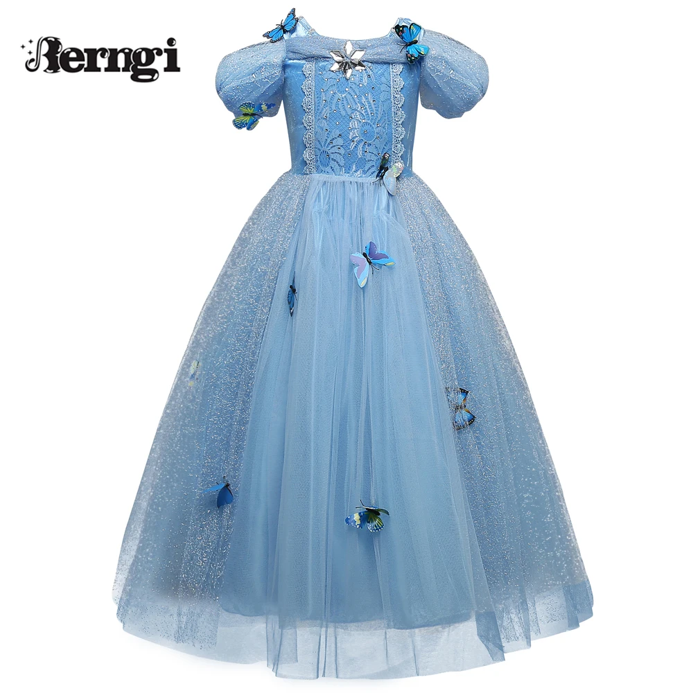 New Baby Girl Anna Elsa Dress High Grade Sequined Princess Cinderella Fancy Kids Clothes For Party