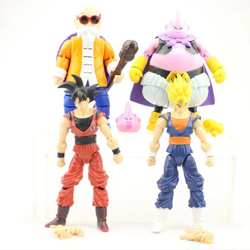 

4pcs Dragon Ball Z Kame Sennin Master Roshi Majin Buu Boo Vegetto Goku SHF SHFiguarts Toy Doll Brinquedos Figurals Model Gift