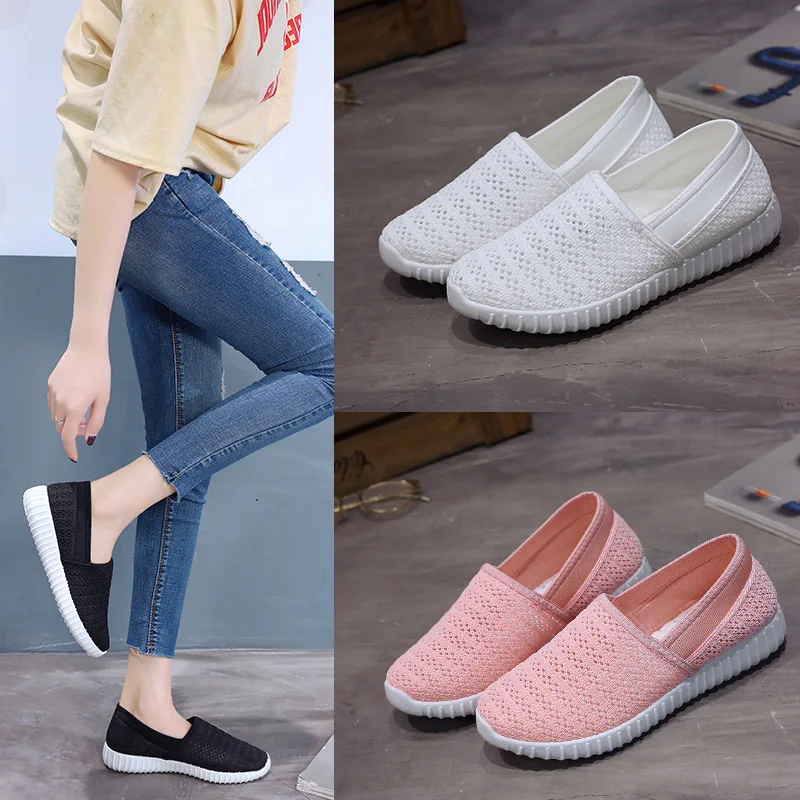

2019 2018 summer new women's brethable casual shoes fashon flat shallow white small white shoe
