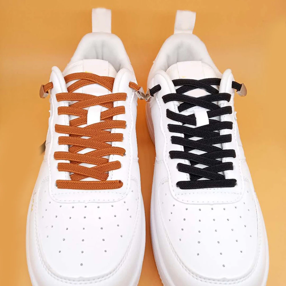 

Metal Buckle D Word Lazy Shoelaces Free Tie Elastic Wild Casual Flat Shoelaces Sport Travel Shoelace White Green DIY Accessories