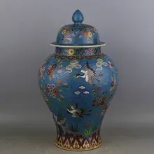 Цинской династии qian длинный эмаль ручной работы туфли-лодочки с филигранными цветами и птицами Античная китайская керамика имбирь Jar