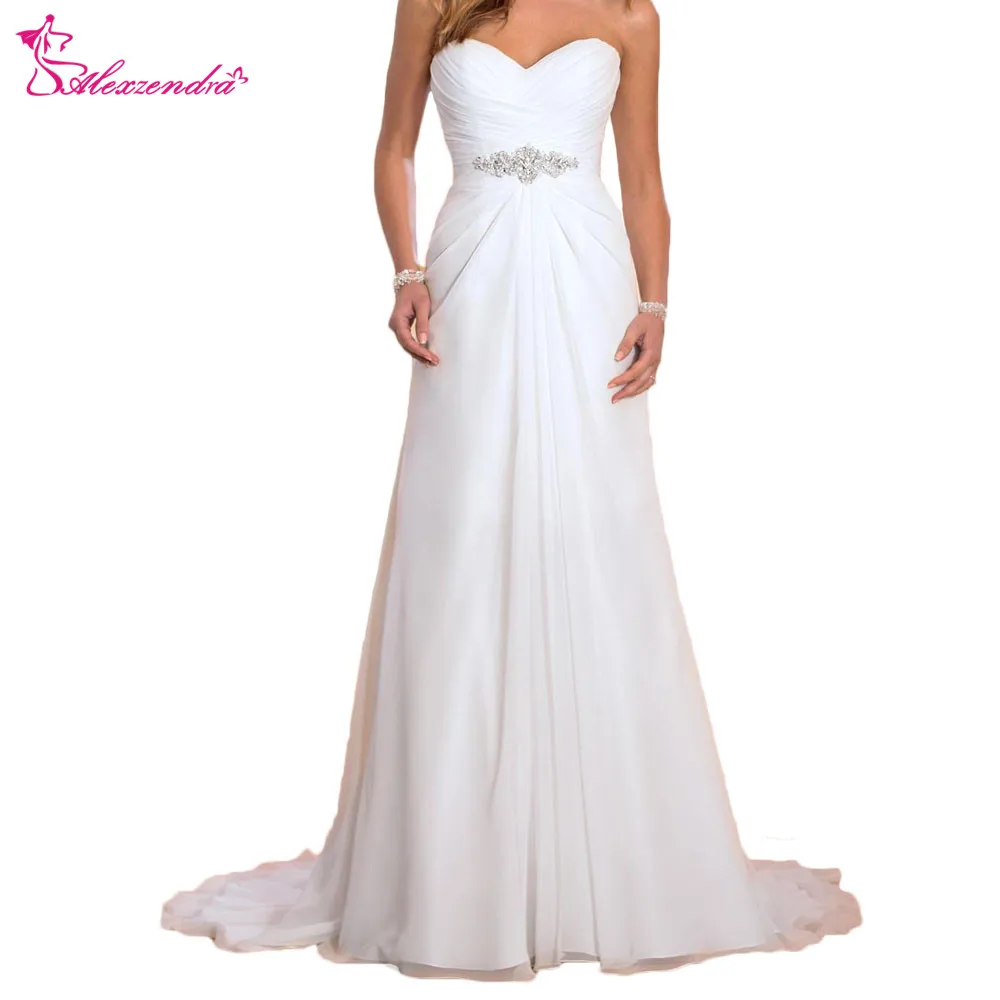 

Alexzendra Pregnant Beach Wedding Dress 2019 Customize vestidos de noiva Sweetheart Crystal Bridal Gowns Wedding Gowns for Bride