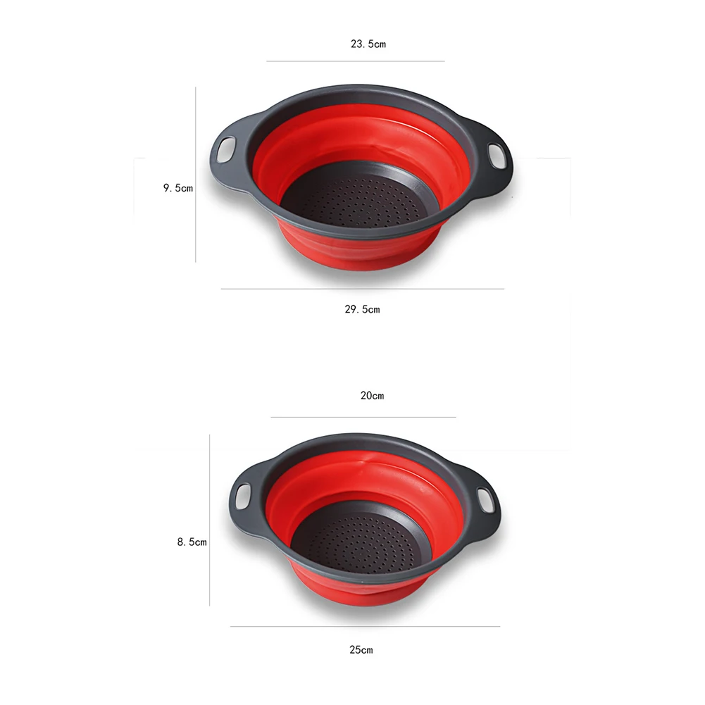 Складной силиконовый дуршлаг для фруктов, овощей, корзина для мытья, ситечко, складной Слив с ручкой, кухонные инструменты