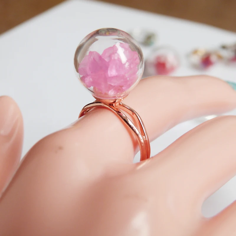 

10set--8/10/12/14/16mm round clear glass globe bottle(empty vial)& ring for jewelry findings