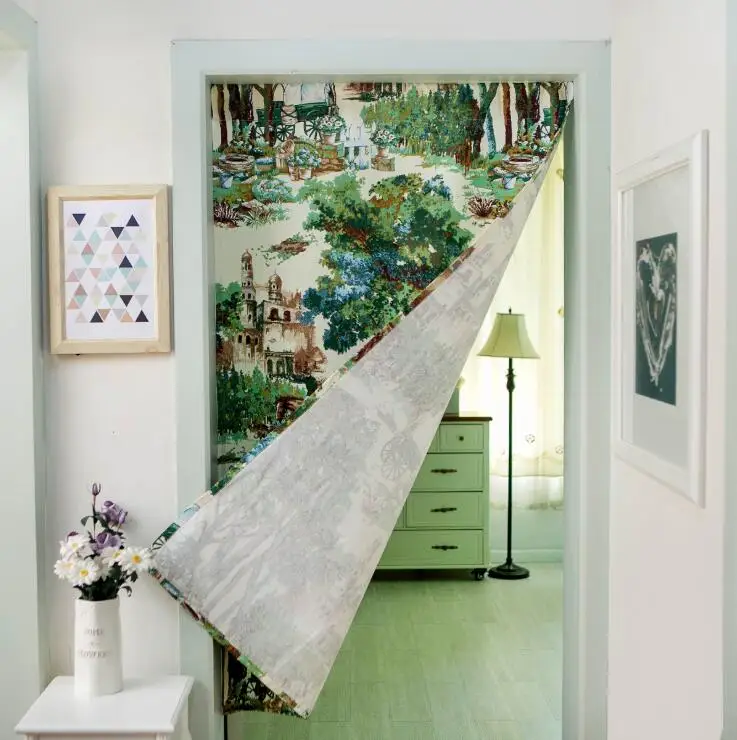 

Fyjafon Door Curtain Printed Door Curtain Green Trees Doorway Kitchen Bathroom Half Tube Curtain Home Decoration Customized Size