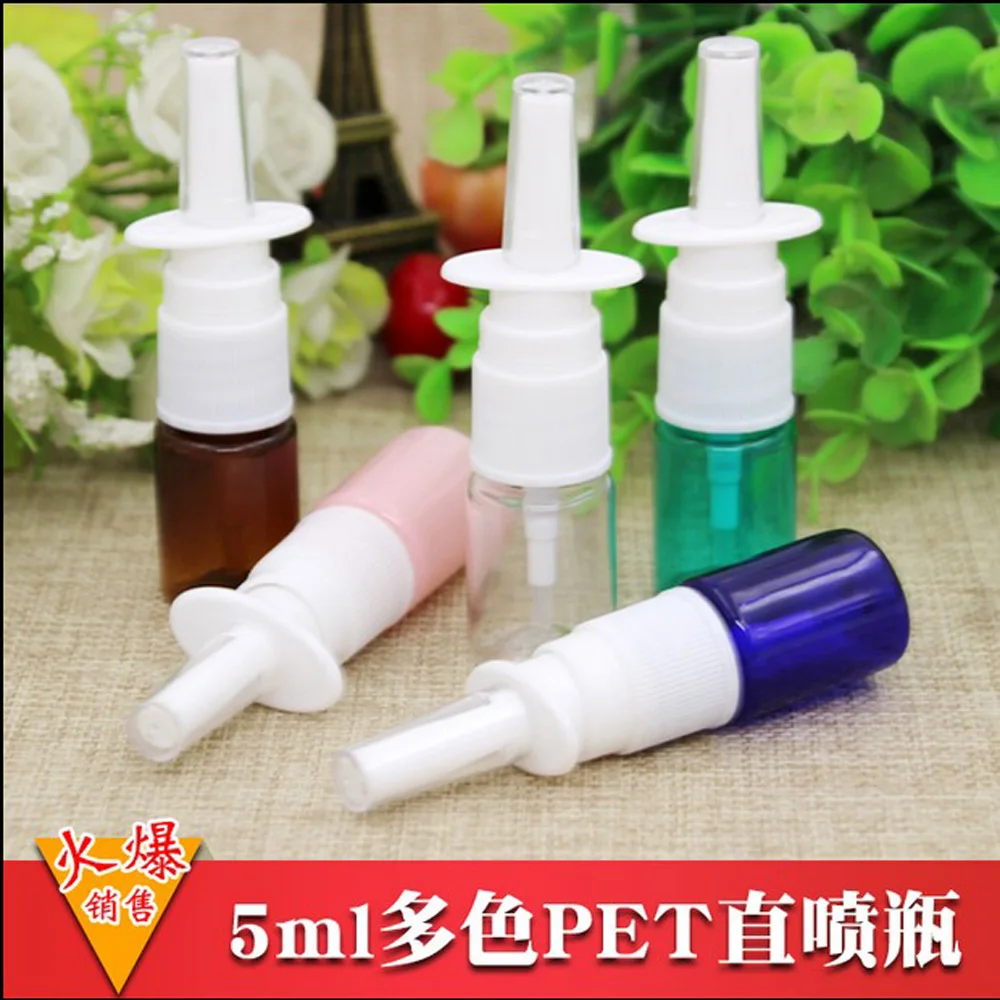 20Pcs/Lot 5ml 5 colors Empty Plastic Nasal Spray Bottles Pump Sprayer Mist Nose Spray Pet hot sale Refillable Bottles ZKH54