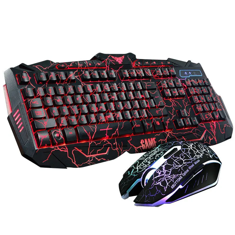 Gaming keyboard mouse combos with purple/blue/red LED breathing