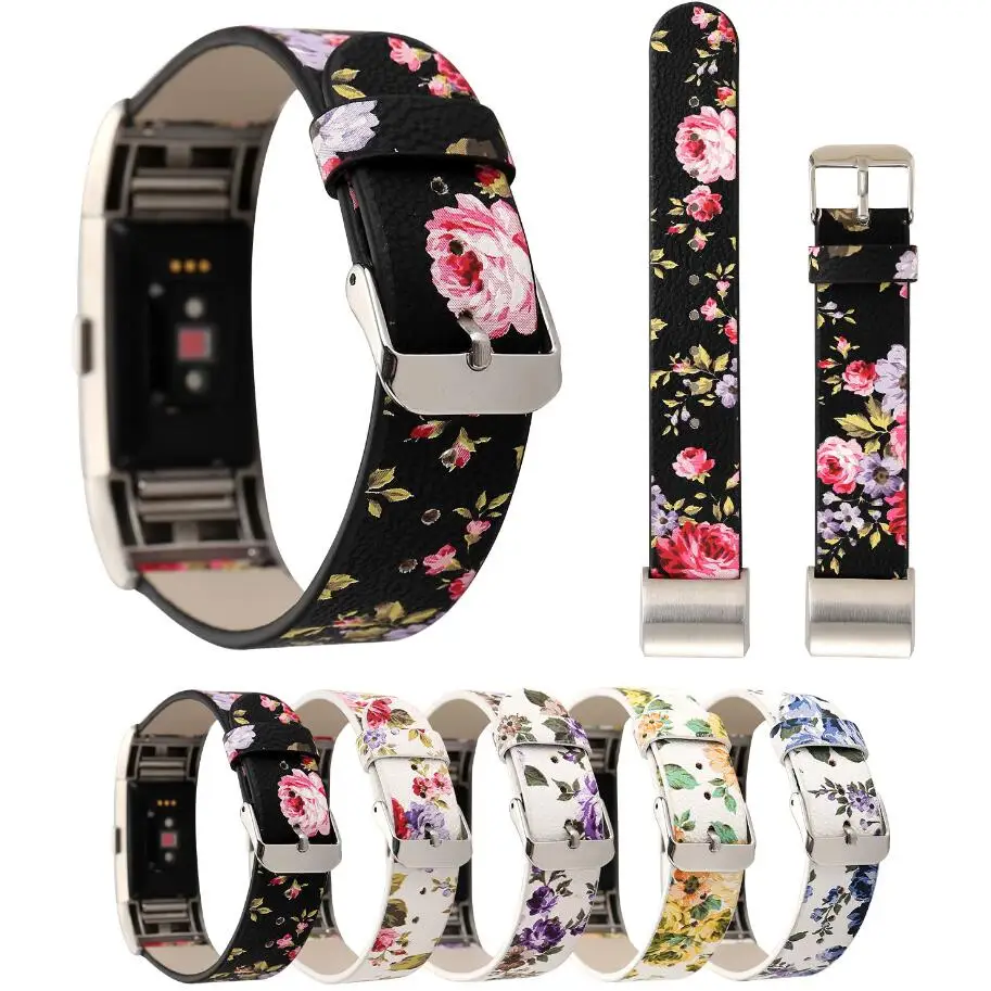 

SANYU Top Brand 5 Colors 100% Genuine Leather WatchBands Beautiful Design Smart Watch Strap For Fitbit Charge 2 Watch Band