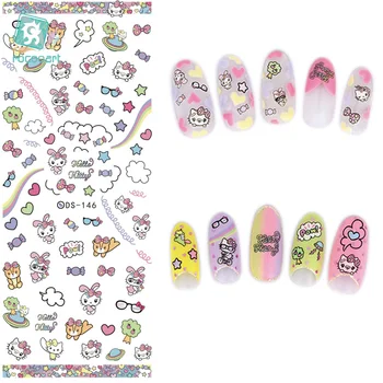 

Rocooart DS146 2018 Water Transfer Nails Art Sticker Cartoon Lovely Hello kitty Nail Wrap Sticker Manicura nail art decorations